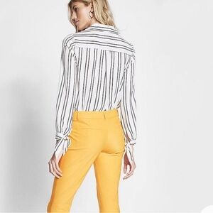 Express Black and White Striped Button Down Shirt